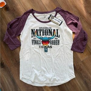 Wrangler White and Purple Rodeo Raglan Tee